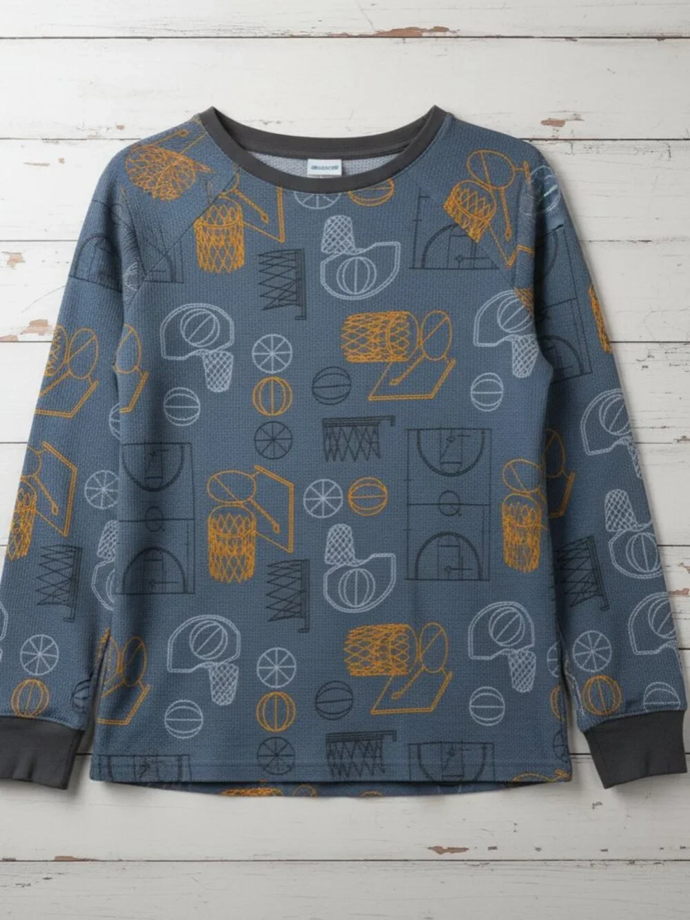 Nordstrom Boys Pajama Shirt Only Basketball Print Waffle Knit XL Sleep Top